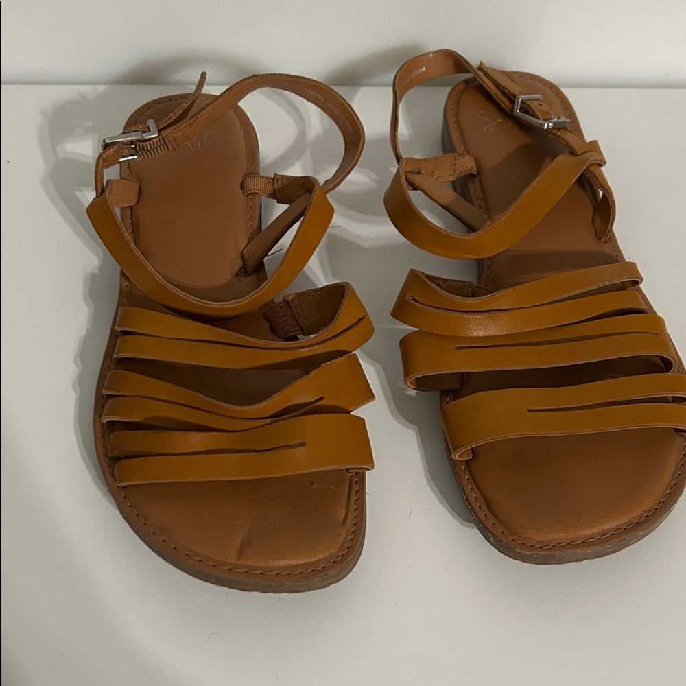 Franco Sarto Tan leather Multi-Strap Sandals